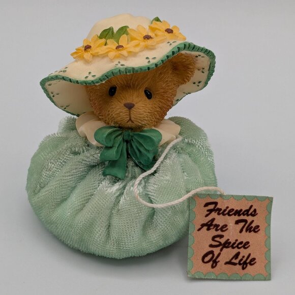 Cherished Teddies Teal Spring Bonnet Figurine (873349) 2001 - Picture 1 of 9